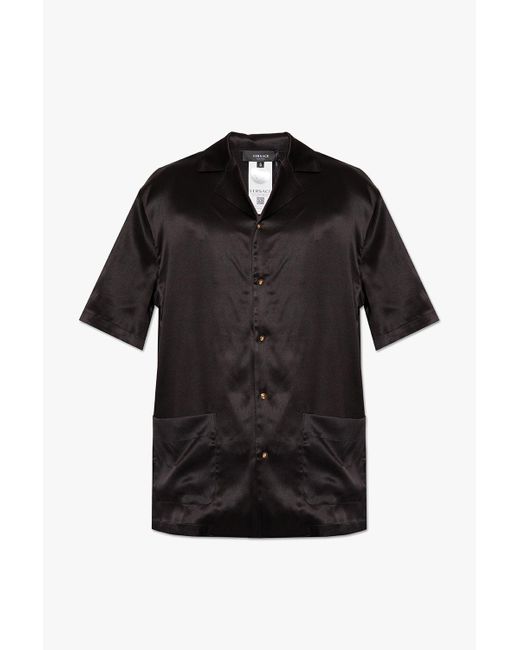 Versace Black Silk Pyjama Top for men