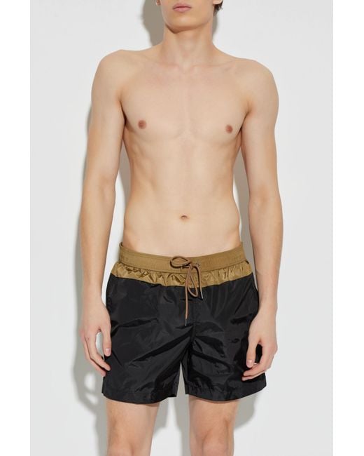 Moncler Black Swim Shorts With Logo Patch for men