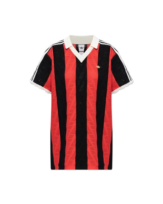 Adidas Originals Red Polo With Appliqué Logo