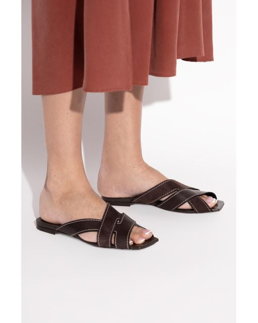 Tod's Brown Leather Slides