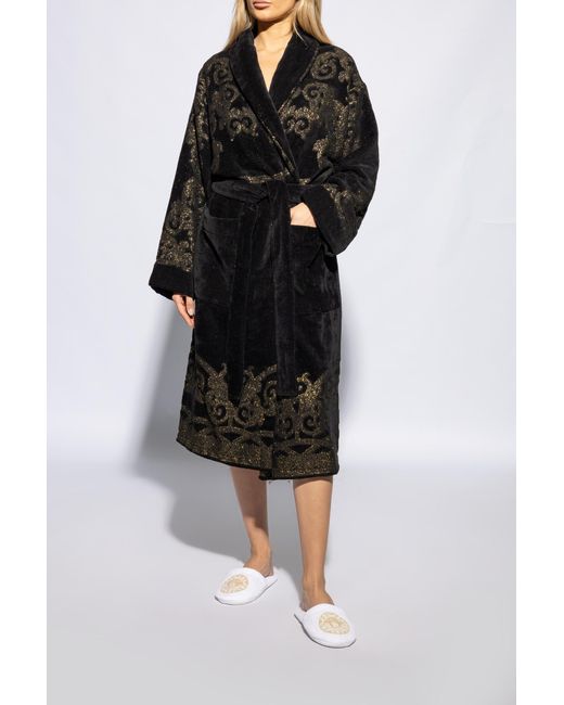 Versace Black Slippers With Logo