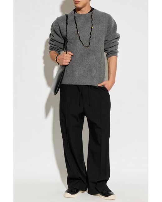 Jil Sander Gray Wool Sweater With A Crew Neck for men