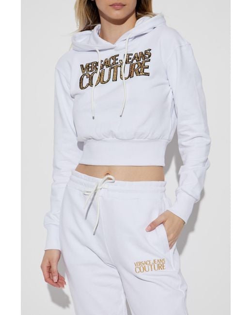 Versace Jeans Couture White Sweatshirt With Shimmering Sequins
