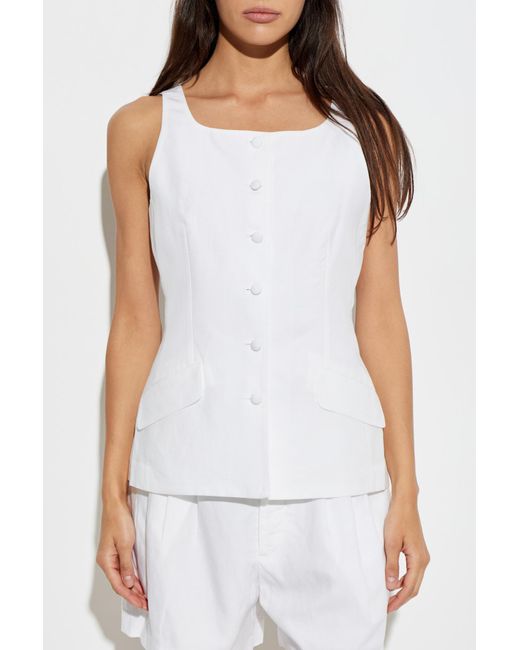 Rag & Bone White Vest With Decorative Flaps
