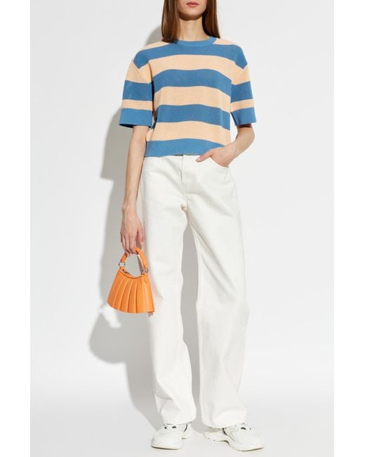 Lacoste Blue Top With A Striped Pattern