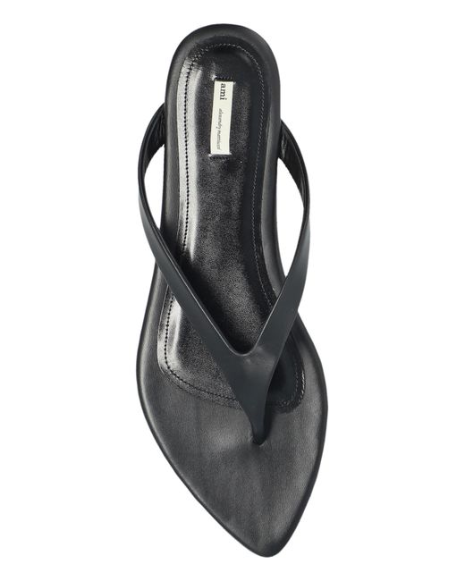 AMI White Leather Slides