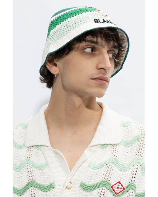 Casablancabrand Green Crochet Bucket Hat,