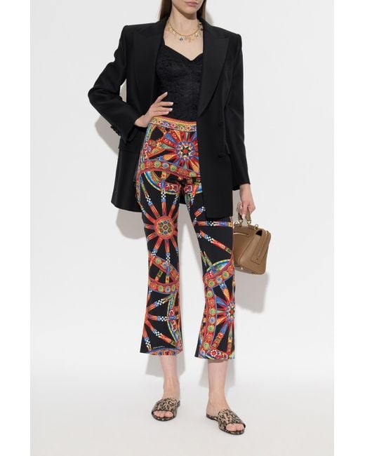 Dolce & Gabbana Red Trousers With 'Carretto' Print