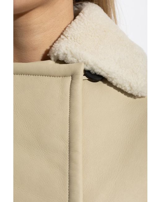 Jacquemus White Double-Breasted Shearling Coat
