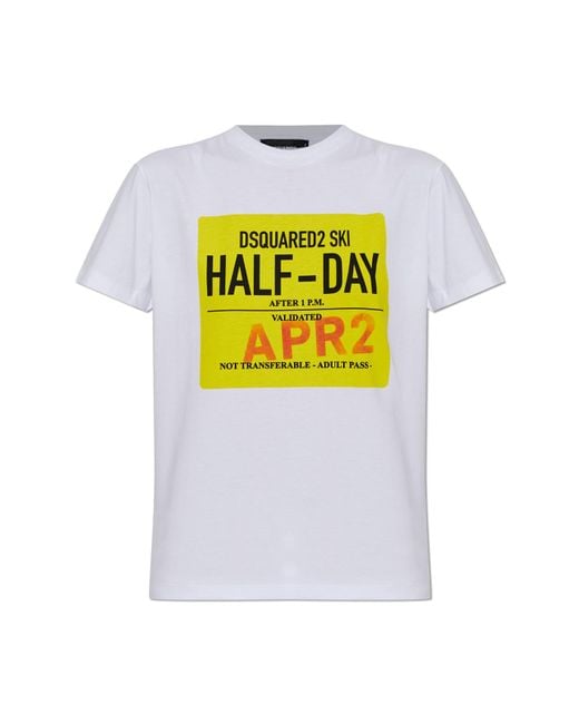 DSquared² Gray Cotton T-Shirt With Print