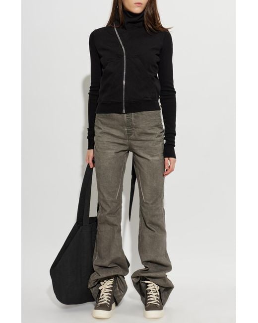Rick Owens Black Asymmetrical Cut Sweatshirt