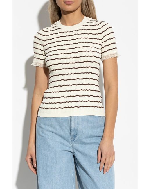 Rag & Bone White Striped Pattern Top