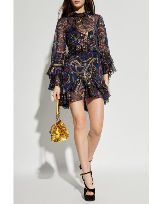 Etro Black Silk Dress With Ruffles