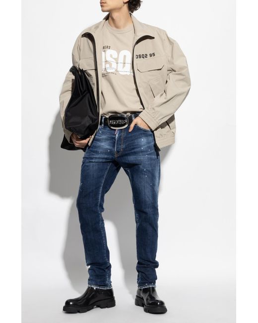 DSquared² Natural Jacket With Printed Logo for men