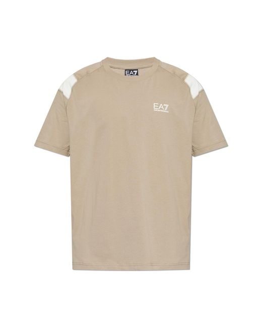 EA7 Natural T-Shirt With Printed Logo for men