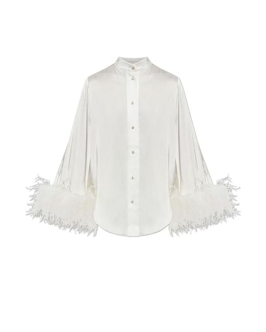 Oseree White Shirt With Feathers
