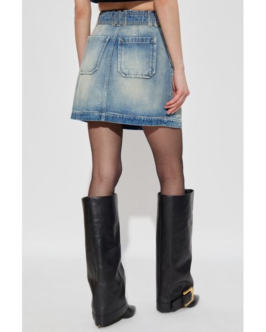 Balmain Blue Denim Skirt