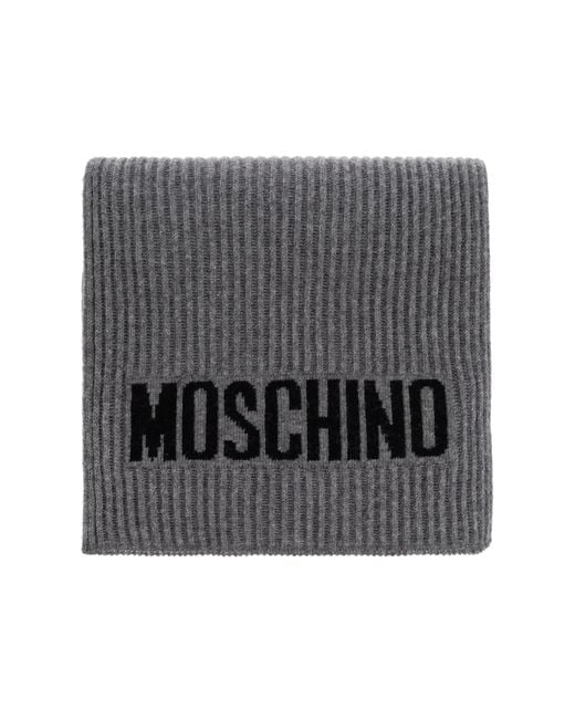 Moschino Gray Scarf With Logo