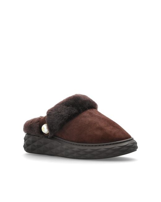 Jimmy Choo Brown Platform Slides "Diamond Maxi"