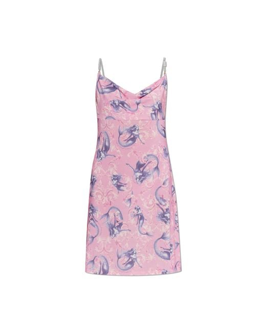 Versace Jeans Couture Pink Dress With Pearl Straps