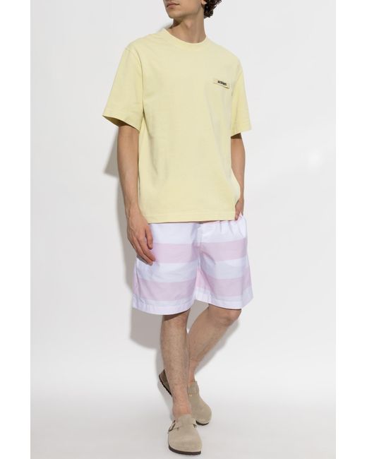 Jacquemus Yellow T-Shirt With Logo Patch for men
