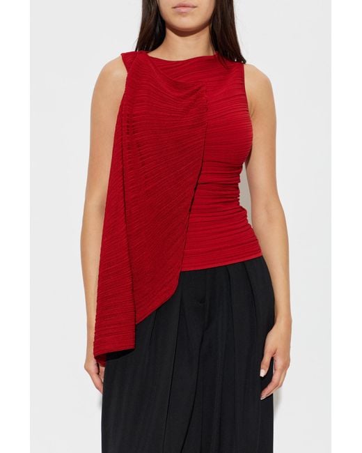 Balmain Red Pleated Top