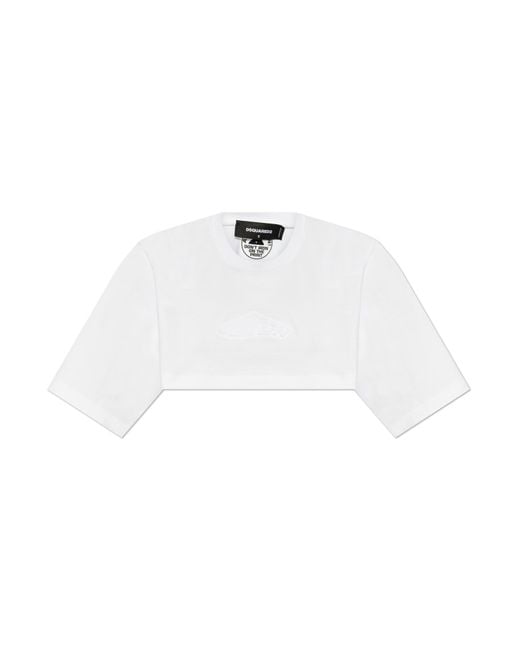 DSquared² White Short Loose-fitting T-shirt,