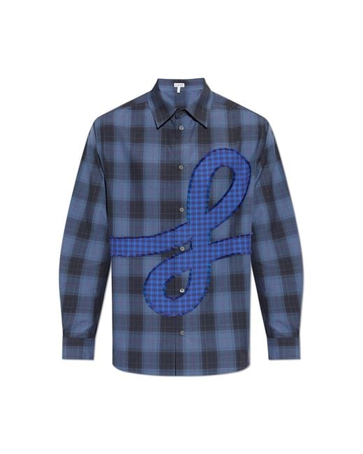 Loewe Blue Checked Pattern Shirt for men