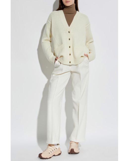 Moncler White Wool Cardigan With Pockets,