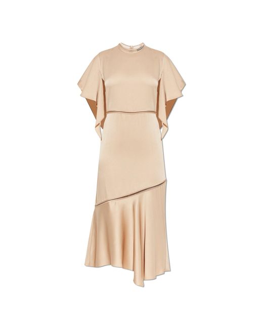 Fabiana Filippi Natural Satin Dress With An Asymmetric Cut