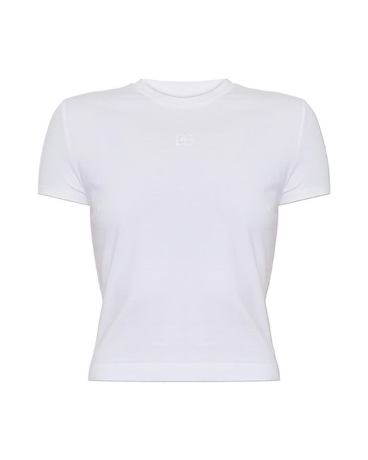 Dolce & Gabbana White Top With Embroidered Logo