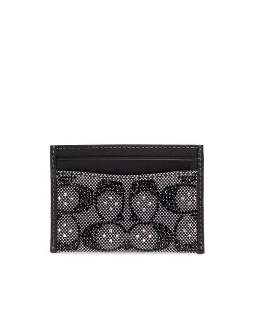 COACH Black Card Holder With Monogram