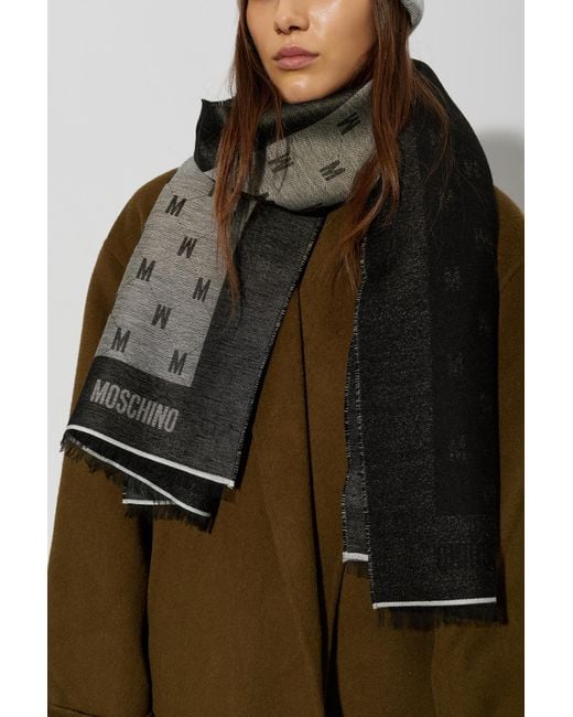 Moschino Brown Scarf With Monogram