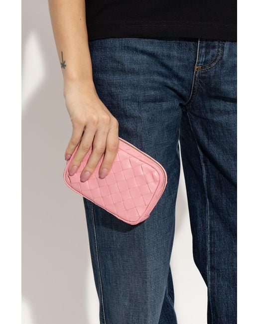 Bottega Veneta Pink Small Calfskin Intrecciato Pouch