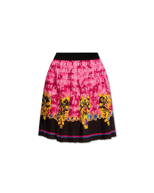 Versace Red Pleated Skirt,