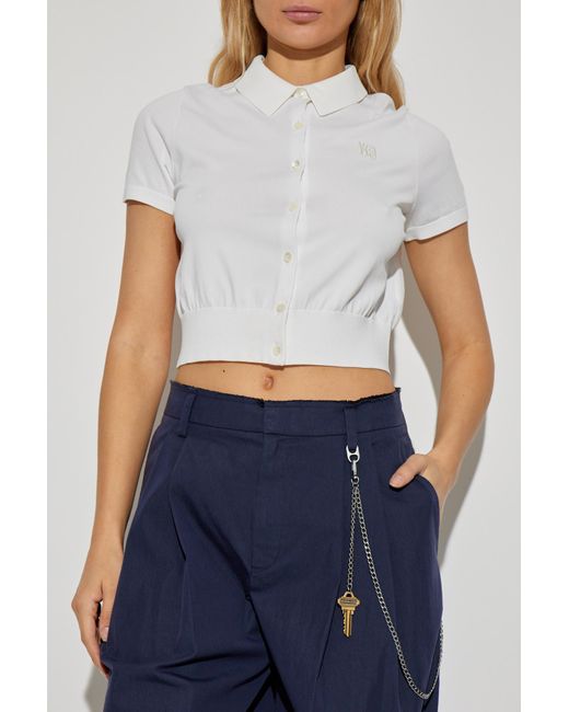T By Alexander Wang White Short-Sleeved Cardigan