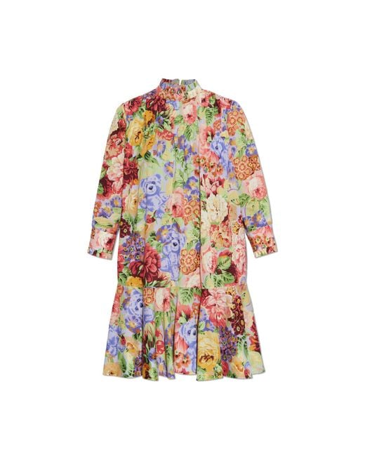 Moschino White Cotton Dress With Floral Motif