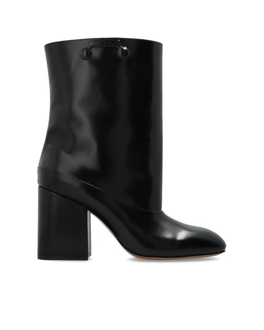 Marni Black Leather Ankle Boots With Heels