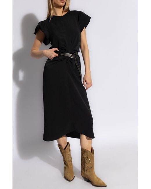Isabel Marant Black Short-Sleeved Dress 'Terena'
