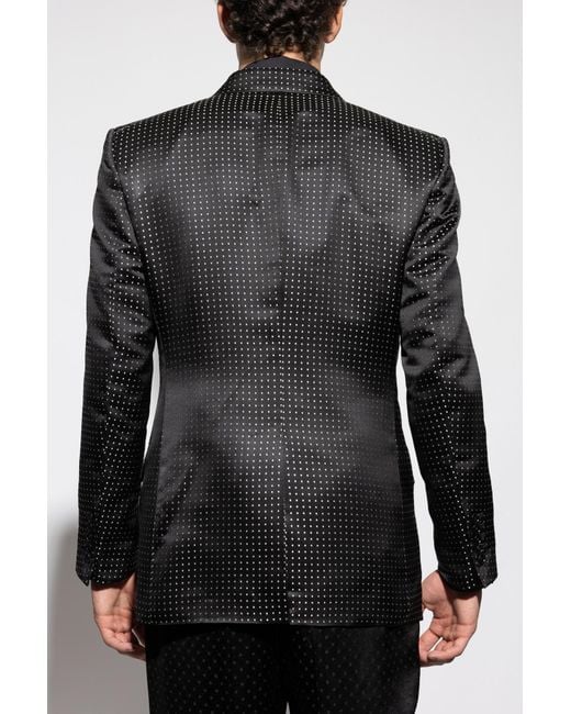 Tom Ford Black Silk Blazer With A Polka Dot Pattern for men