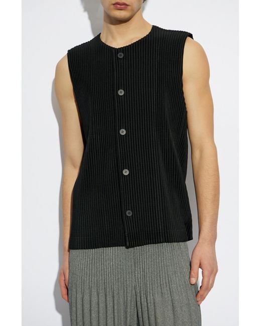 Homme Plissé Issey Miyake Black Pleated Blazer for men