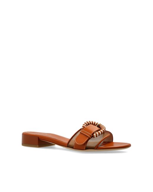 Rodo Brown Leather Slides