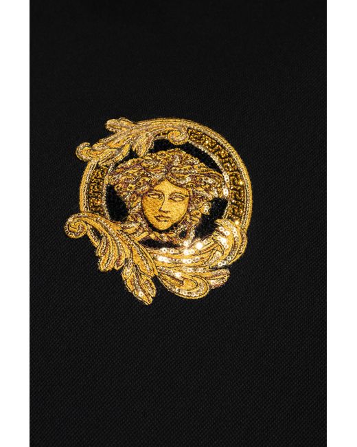 Versace Black Polo With Patch for men