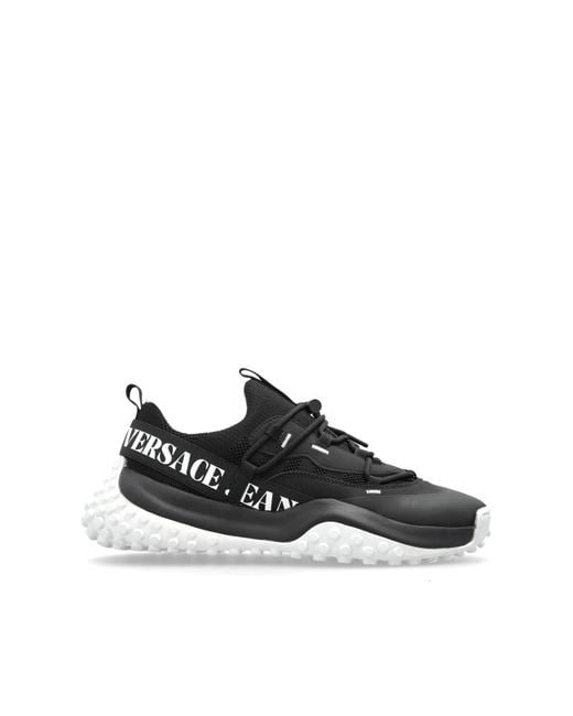 Versace Jeans Couture Black Sports Shoes With Printed Logo for men