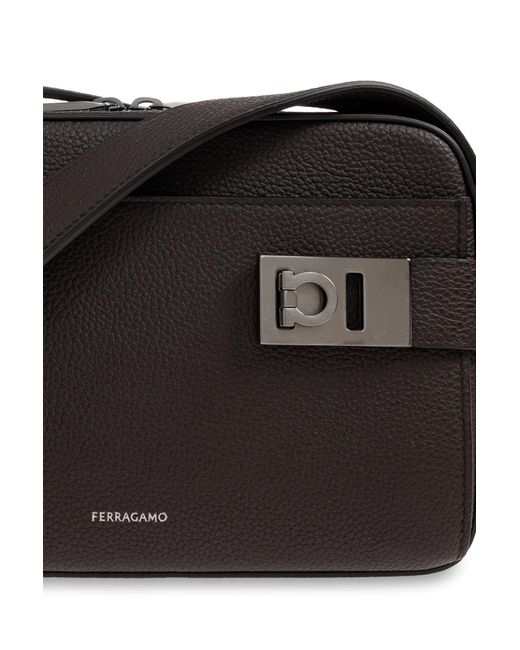 Ferragamo Black Leather Shoulder Bag for men