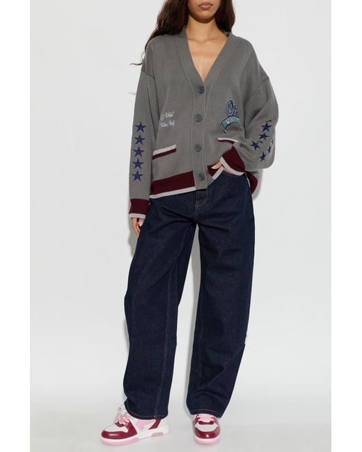 Off-White c/o Virgil Abloh Gray Wool Cardigan With Pockets