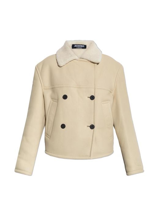 Jacquemus Natural Double-Breasted Shearling Coat