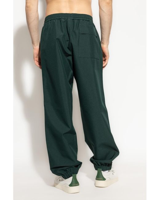 LACOSTE RUNWAY Green Pants With Logo for men