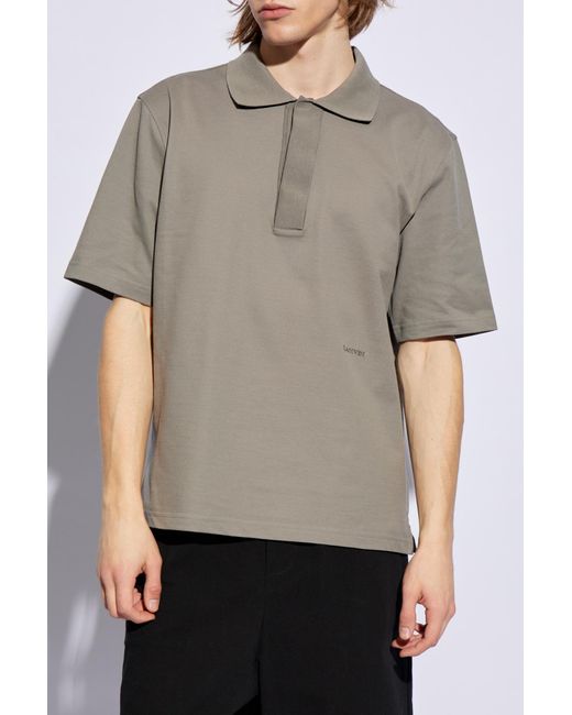 Lanvin Gray Cotton Polo Shirt for men