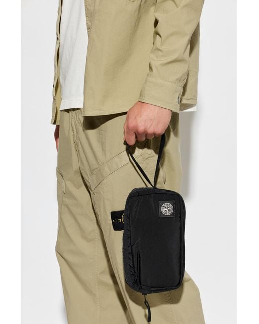 Stone Island Black Pouch With Logo for men